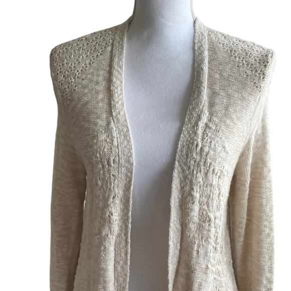 Style & Co Women Cardigan Sweater M‎ Oatmeal Open Front Boho Cottage Practical - Picture 10 of 10